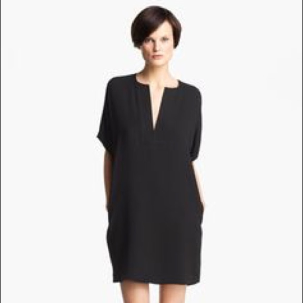 Vince black silk tunic dress